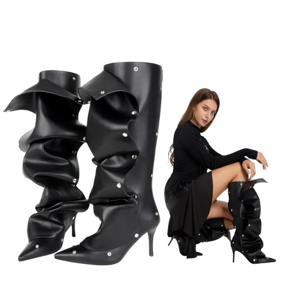 Knee High Studded Boots for Women - Picture 5 of 13